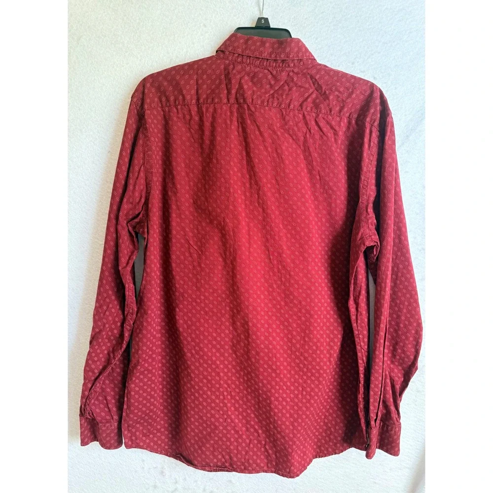 Banana‎ Republic Mens Large Red Geometric Stretch Soft-Wash Standard Fit Shirt